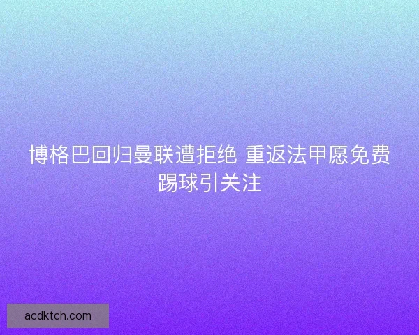 博格巴回归曼联遭拒绝 重返法甲愿免费踢球引关注