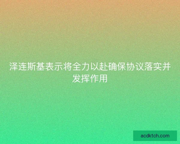 泽连斯基表示将全力以赴确保协议落实并发挥作用