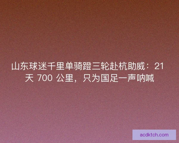 山东球迷千里单骑蹬三轮赴杭助威：21 天 700 公里，只为国足一声呐喊